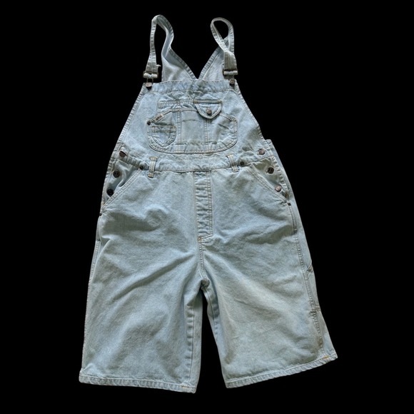 Appeal Pants - 90's Appeal Womens Light Wash Denim Shortalls Overalls Light Blue Cotton Size L